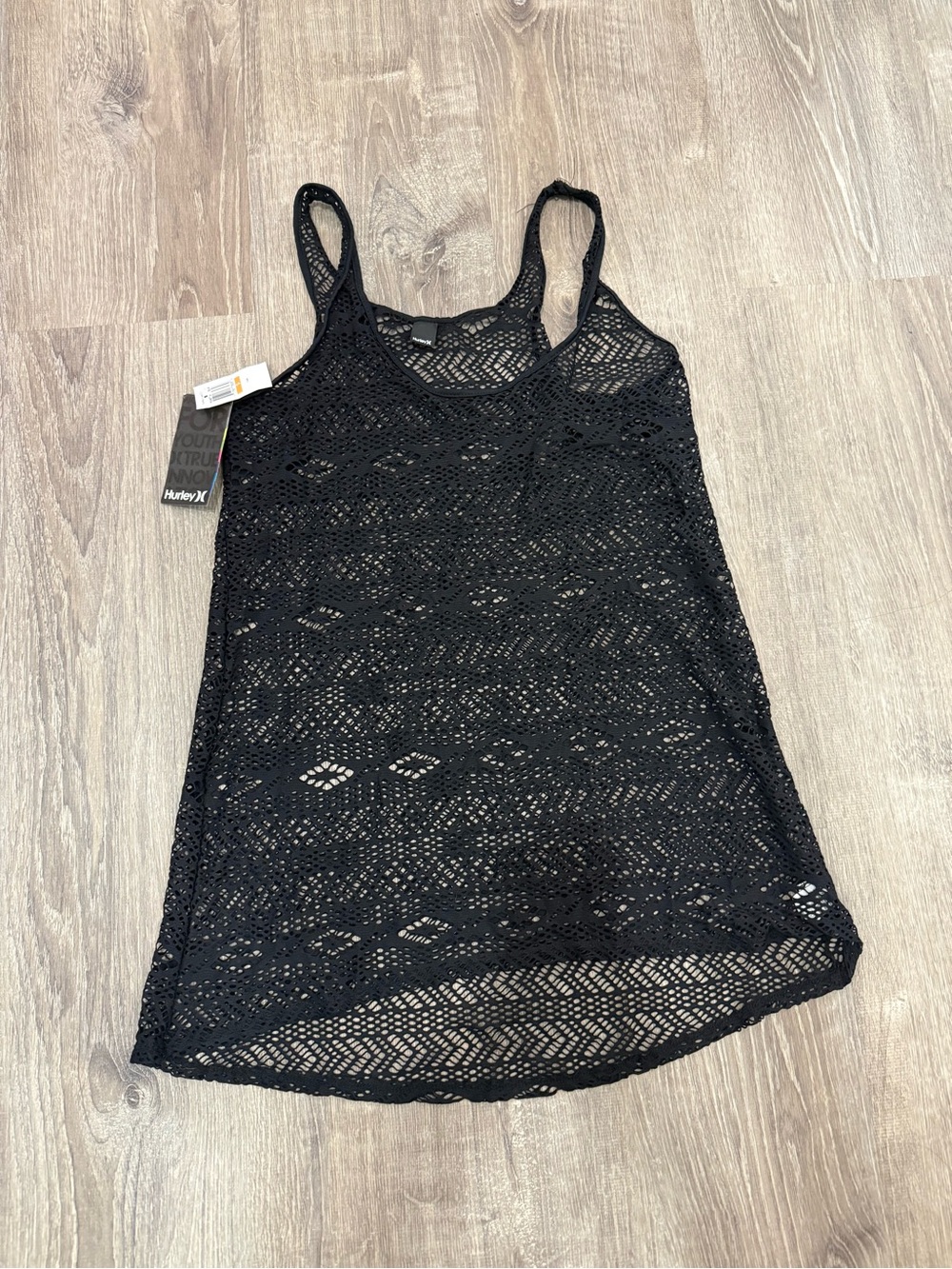 Brand New Hurley Black Crochet Tank Coverup